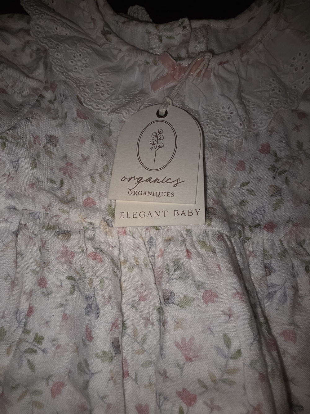Elegant Baby Delicate Floral Ruffle Collar Baby Romper - White with Pink & Green - Picture 4 of 12